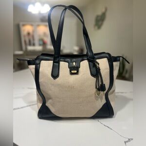 London Fog Black and Cream Tote Bag